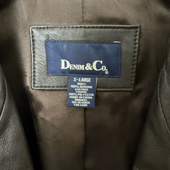 Denim and Co. qvc smooth brown leather distressed oversized blazer - Picture 6 of 10